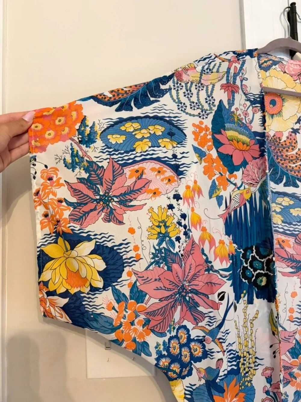 Boho Floral Kimono Cardigan | Size S | Multicolor Botanical Wrap